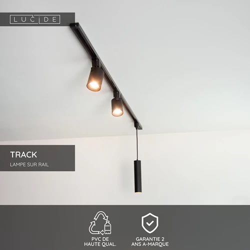 Lucide TRACK Embout de fermeture - Système de rail monophasé / Éclairage sur rail - Ensemble de 2 - Noir (Extension) - USP